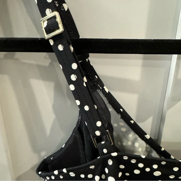 Jantzen Black & White Polka Dot Tankini Top with Built in Support Bra‎ sz 34D/DD - Picture 7 of 11